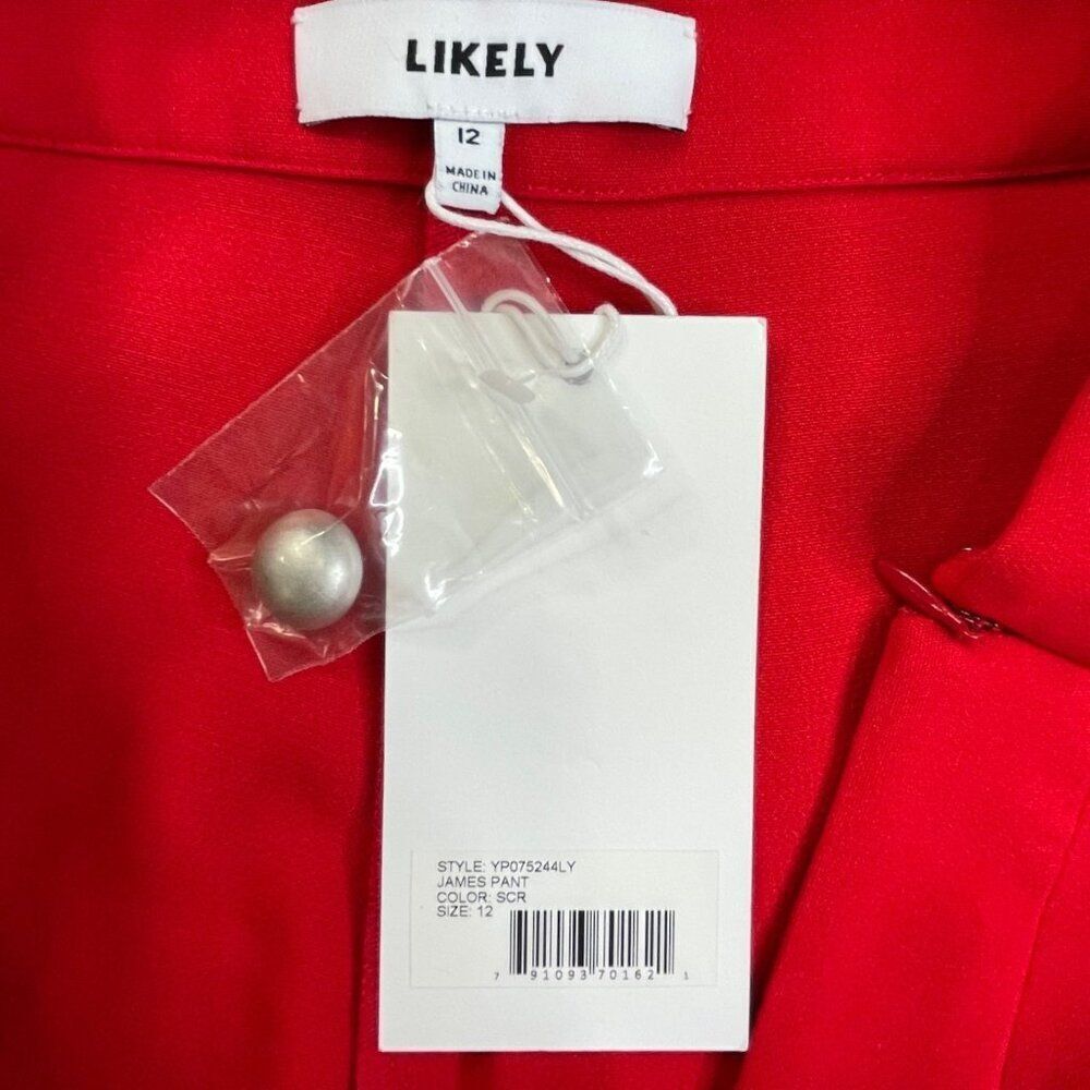 Likely James Wide Leg Pants Scarlet Red 12 NEW - Picture 7 of 13